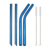 Metal Boba Straws with 2 Brush 304 Stainless Steel Straws Set Bar Drinking Bent Straw - Culinarywellbeing