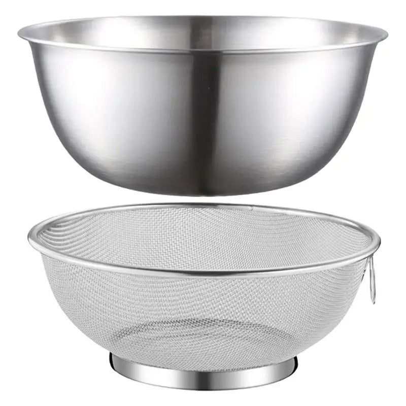 🍓 Stainless Steel Colander Bowl Set-Multifunctional Draining Basket and Basin 🍏 - CulinaryWellBeing