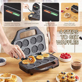 Mini Waffle Maker - Tiny Waffle Cooking Machine with Nonstick Surface