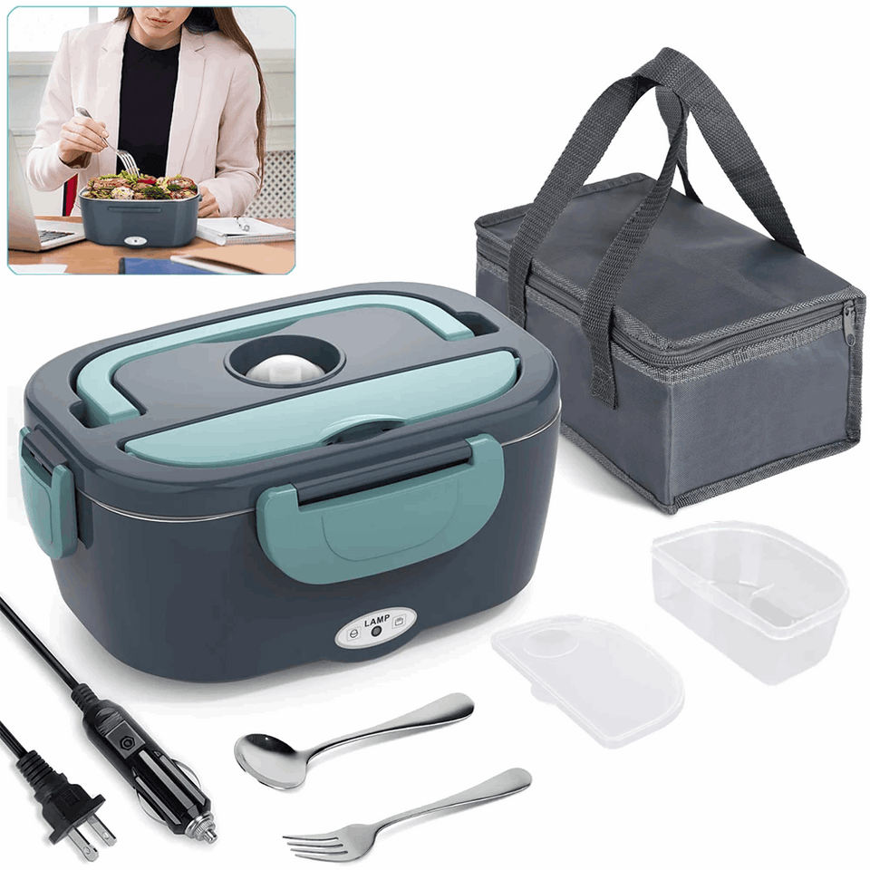 Self-heating lunch boxes Electric with Fork & Spoon Stainless Steel!!!