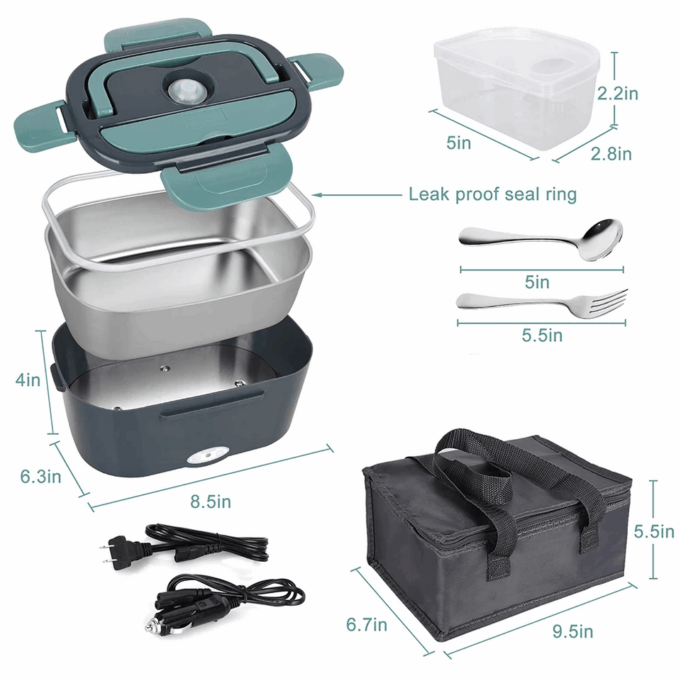 Self-heating lunch boxes Electric with Fork & Spoon Stainless Steel!!!