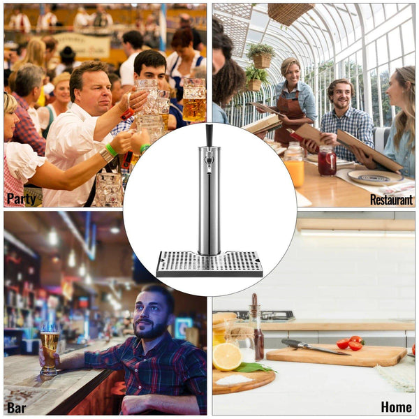 VEVOR Homebrew Beer Tower One Way Faucet with Drip Tray Stainless Steel Single Tap Column Wine Drink Dispenser Bar Accessories - Culinarywellbeing