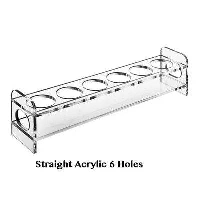 Wooden/Acrylic Shot Glass Holder Display Rack Bar Wine Drinks Cup Storage Carrier Flight Tasting Serving Tray Single Row 6 Holes - Culinarywellbeing