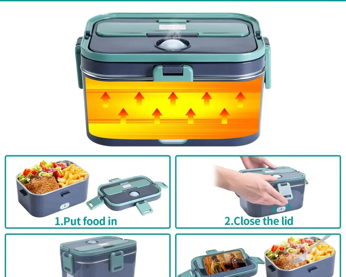 RLHQG 1.8L Electric Lunch Box by CulinarywellBeing – 60W Portable Food Warmer for Car, Truck & Office | 12V/24V & 110V/220V Dual Power | Leak-Proof & Dishwasher Safe - CulinaryWellBeing