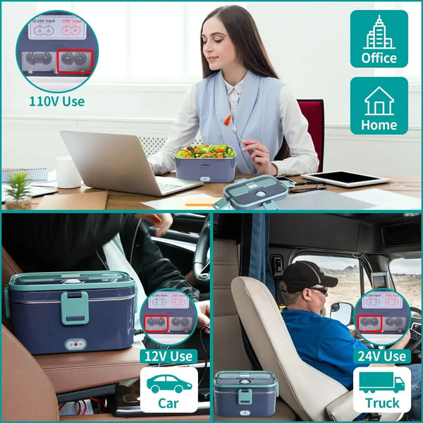 RLHQG 1.8L Electric Lunch Box by CulinarywellBeing – 60W Portable Food Warmer for Car, Truck & Office | 12V/24V & 110V/220V Dual Power | Leak-Proof & Dishwasher Safe - CulinaryWellBeing