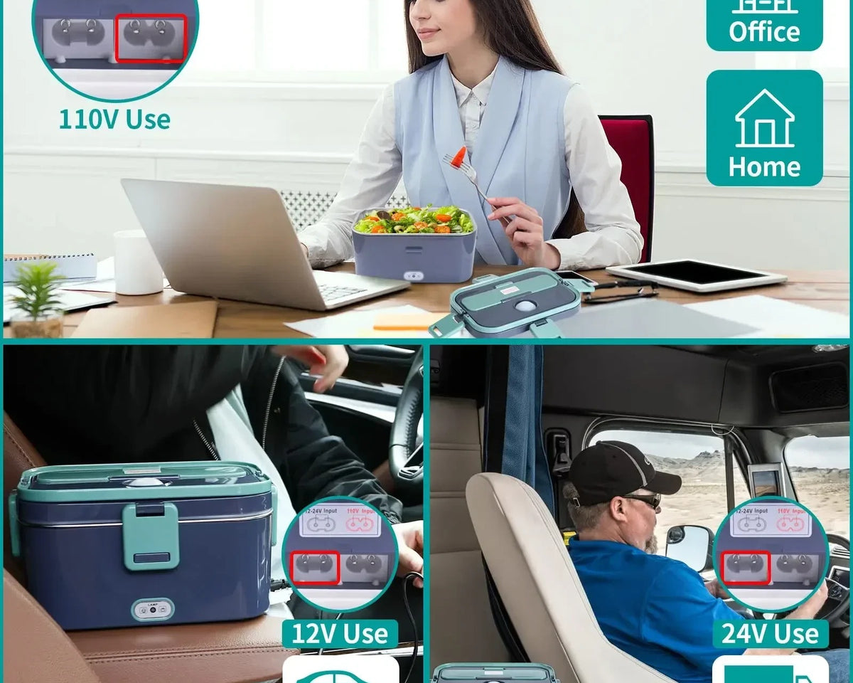 RLHQG 1.8L Electric Lunch Box by CulinarywellBeing – 60W Portable Food Warmer for Car, Truck & Office | 12V/24V & 110V/220V Dual Power | Leak-Proof & Dishwasher Safe - CulinaryWellBeing