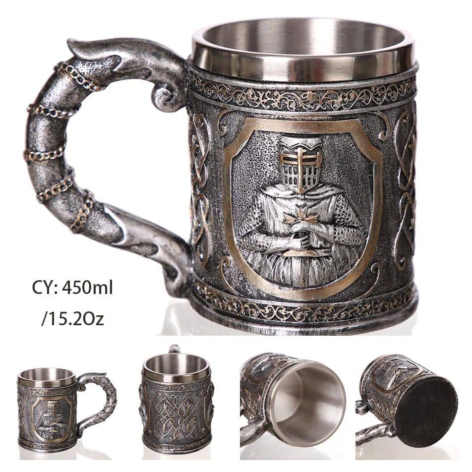 Viking Resin Stainless Steel Beer Mug Pirate Stein Creative Tankard Skull Coffee Cup Tea Mug Tumbler Pub - Culinarywellbeing