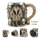 Viking Resin Stainless Steel Beer Mug Pirate Stein Creative Tankard Skull Coffee Cup Tea Mug Tumbler Pub - Culinarywellbeing