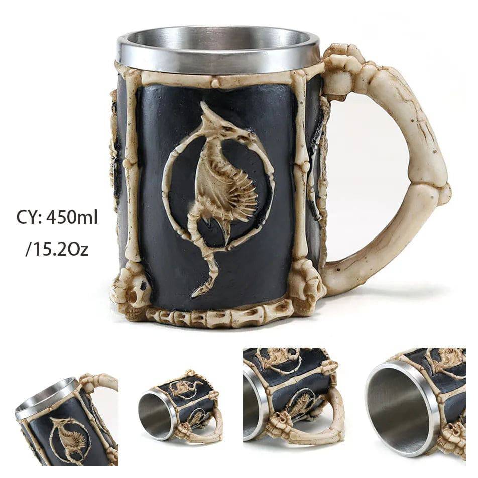 Viking Resin Stainless Steel Beer Mug Pirate Stein Creative Tankard Skull Coffee Cup Tea Mug Tumbler Pub - Culinarywellbeing