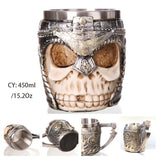 Viking Resin Stainless Steel Beer Mug Pirate Stein Creative Tankard Skull Coffee Cup Tea Mug Tumbler Pub - Culinarywellbeing