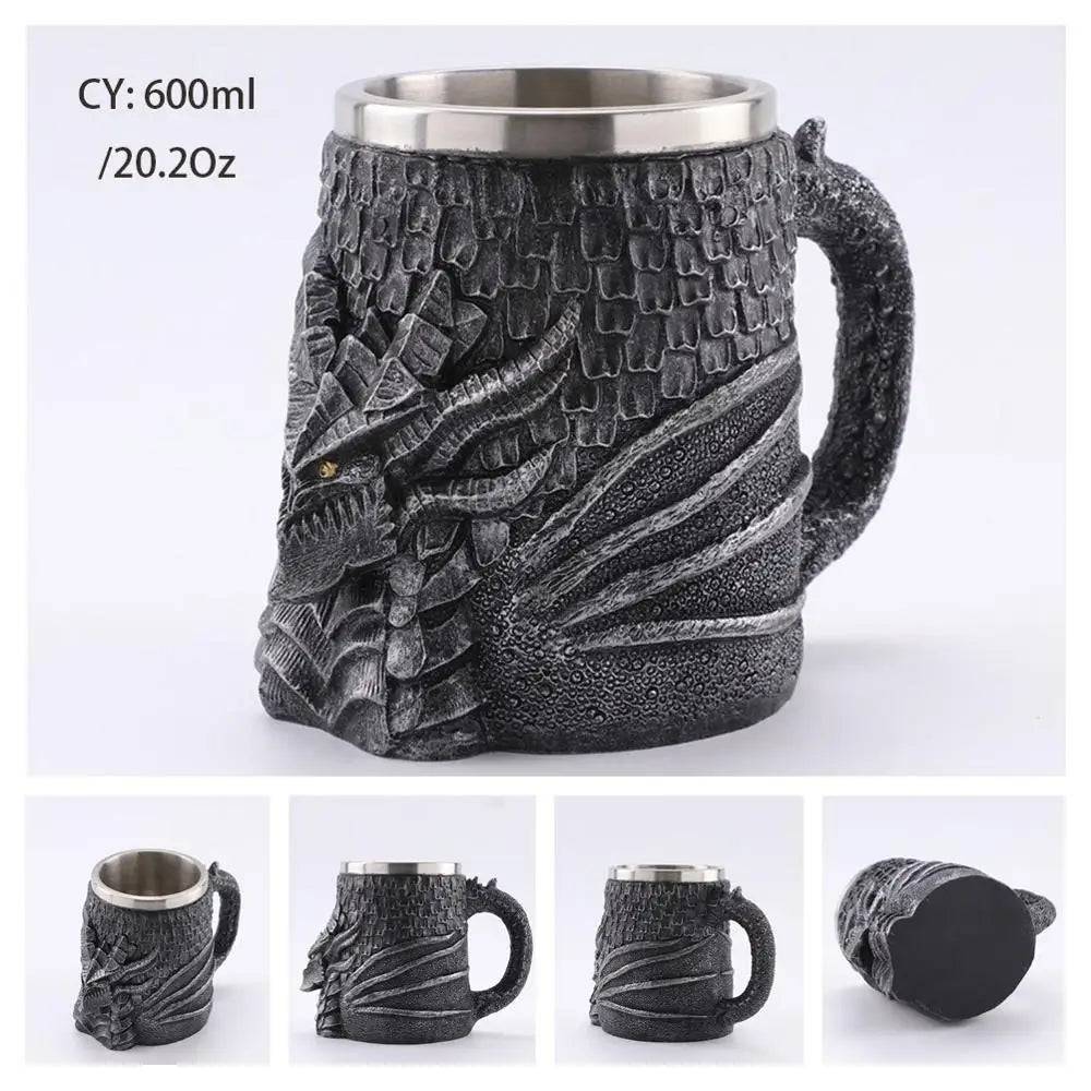 Viking Resin Stainless Steel Beer Mug Pirate Stein Creative Tankard Skull Coffee Cup Tea Mug Tumbler Pub - Culinarywellbeing