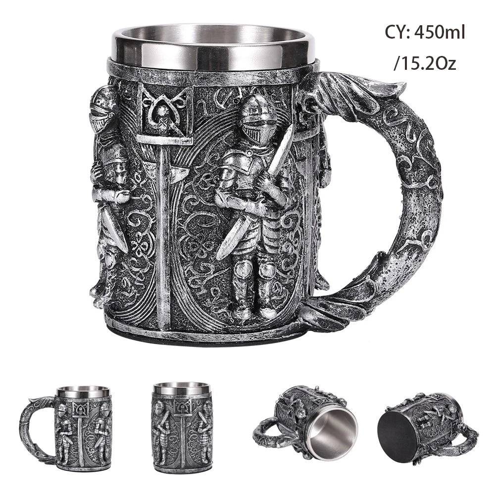 Viking Resin Stainless Steel Beer Mug Pirate Stein Creative Tankard Skull Coffee Cup Tea Mug Tumbler Pub - Culinarywellbeing