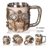 Viking Resin Stainless Steel Beer Mug Pirate Stein Creative Tankard Skull Coffee Cup Tea Mug Tumbler Pub - Culinarywellbeing