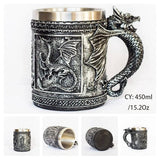 Viking Resin Stainless Steel Beer Mug Pirate Stein Creative Tankard Skull Coffee Cup Tea Mug Tumbler Pub - Culinarywellbeing