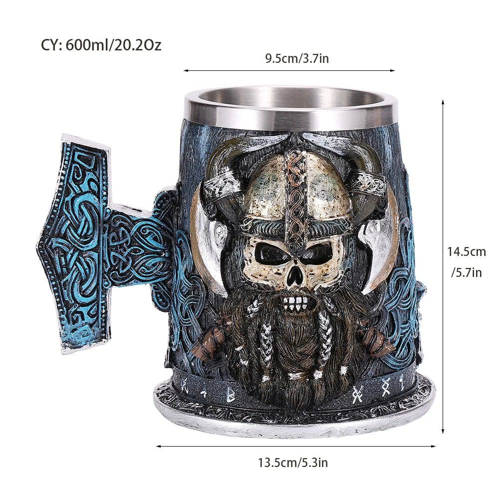 Viking Resin Stainless Steel Beer Mug Pirate Stein Creative Tankard Skull Coffee Cup Tea Mug Tumbler Pub - Culinarywellbeing