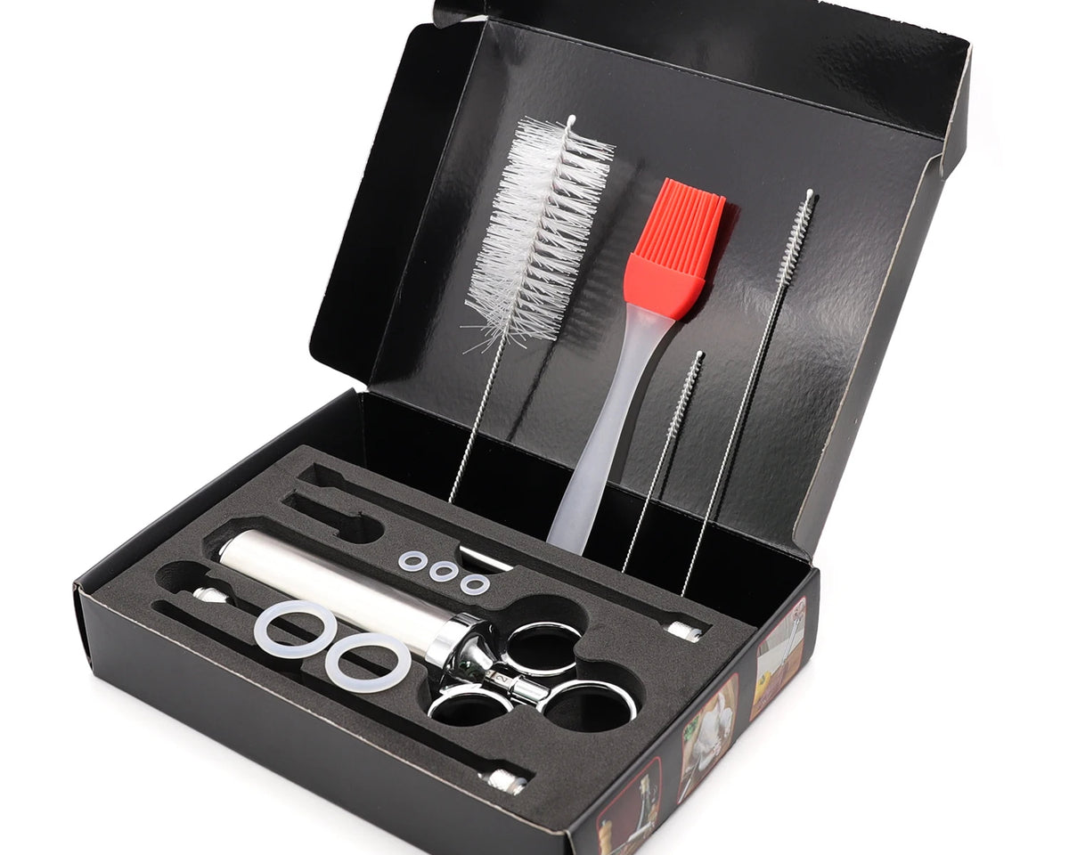 304 Stainless Meat Injector Kit - 3 Needles, 2oz Capacity | Dishwasher Safe - CulinaryWellBeing