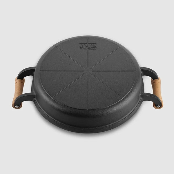 Professional Cast Iron Pancake Griddle - Uncoated Heavy-Duty Flat Pan with Wood Handle | Gas & Induction Compatible (29/31/33cm) - CulinaryWellBeing
