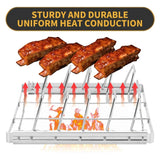 Stainless Steel Rib Rack Set - 4-Slot Collapsible BBQ Racks + Brush