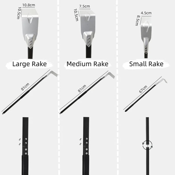 Professional Pizza Oven Ash Rake Set - 3 Sizes Stainless Steel Cleaning Tools for Wood Ovens, BBQs & Fire Pits | Long Handle Design - CulinaryWellBeing
