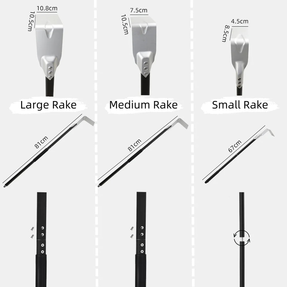 Professional Pizza Oven Ash Rake Set - 3 Sizes Stainless Steel Cleaning Tools for Wood Ovens, BBQs & Fire Pits | Long Handle Design - CulinaryWellBeing
