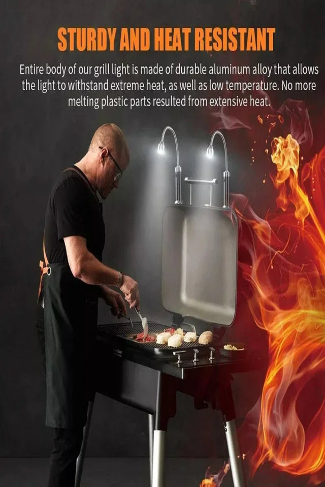 360° Magnetic BBQ Grill Light - 9 LED Super Bright, Weather Resistant, Gooseneck Camping Light (Batteries Not Included) - CulinaryWellBeing