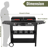 Dual Fuel Grill Combo - Propane/Charcoal + Flat Top | 12K BTU
