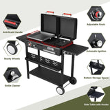Dual Fuel Grill Combo - Propane/Charcoal + Flat Top | 12K BTU