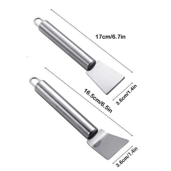 Stainless Steel Kitchen Scraper - Dual-Edge Cleaning Tool for Home