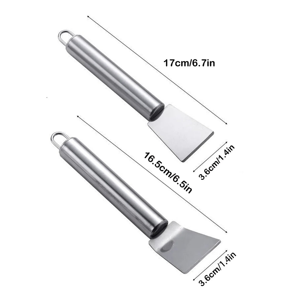 Stainless Steel Kitchen Scraper - Dual-Edge Cleaning Tool for Home