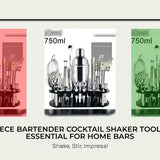 22-Piece Bartender Cocktail Shaker Tool Kit - Essential for Home Bars by@Outfy