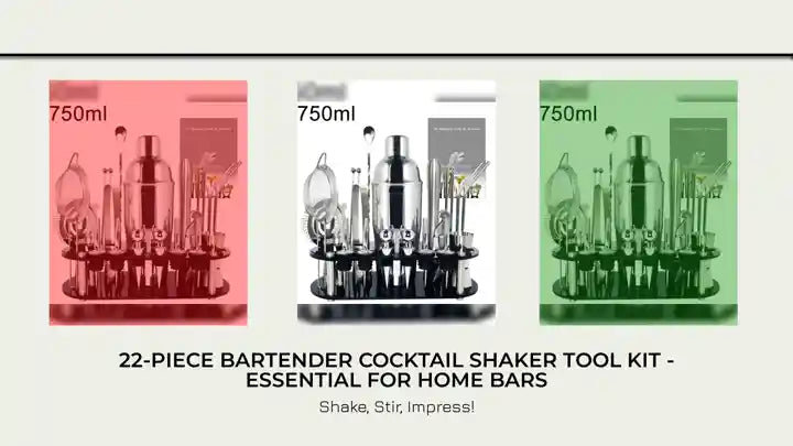 22-Piece Bartender Cocktail Shaker Tool Kit - Essential for Home Bars by@Outfy