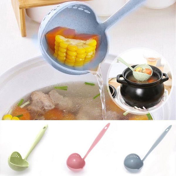 Soup Spoon Long Handle Kitchen Strainer Solid Color Cooking Colander Kitchen Scoop Plastic Tableware Colander Hot - Culinarywellbeing
