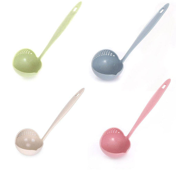 Soup Spoon Long Handle Kitchen Strainer Solid Color Cooking Colander Kitchen Scoop Plastic Tableware Colander Hot - Culinarywellbeing