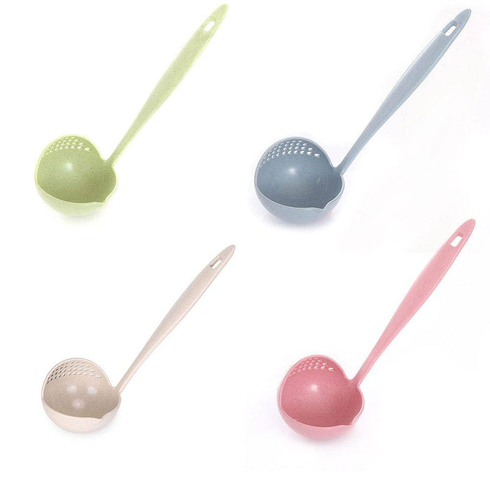 Soup Spoon Long Handle Kitchen Strainer Solid Color Cooking Colander Kitchen Scoop Plastic Tableware Colander Hot - Culinarywellbeing
