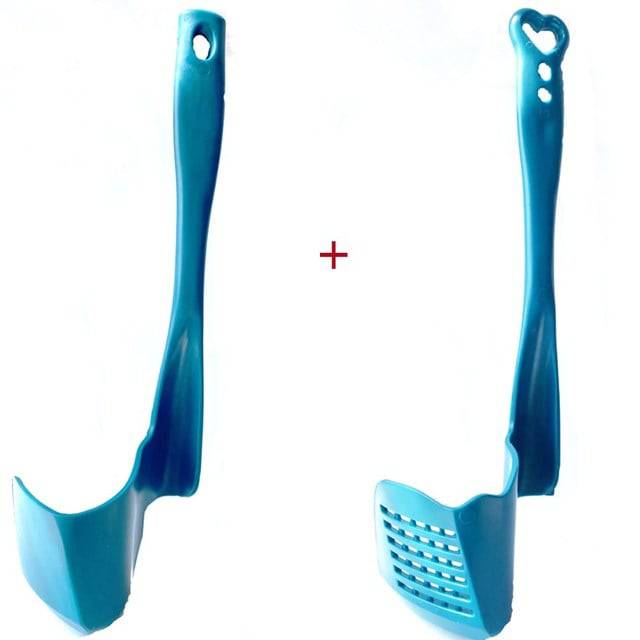 Rotating spatula for kitchen in blue, suitable for Thermomix, made of food-grade PP and ABS.