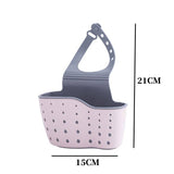 Adjustable plastic storage drain basket sink holder with drainage holes, 15x21cm.