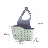 Adjustable storage drain basket sink holder with holes for liquid drainage, ideal for kitchen organization.