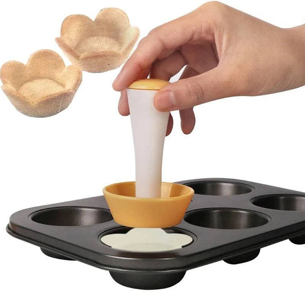 Pastry Dough Tamper Kit Kitchen Flower Round Cookie Cutter Set Cupcake Muffin Tart Shells Mold - Culinarywellbeing