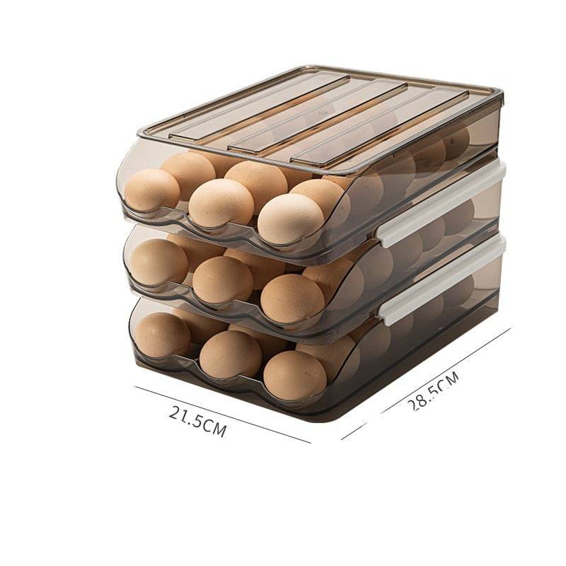 Automatic rolling egg box multi-layer Rack Holder for Fridge storage containers kit - Culinarywellbeing