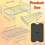 TheWellBeing™ 4-Piece Stainless Steel Air Fryer Accessories Set - SkewFood-Grade Safe Material
This air fryer accessories set includes 2 air fryer silicone mat, 2 stainless steel air fryer rack with 4 skewers, which is made of food-graTheWellBeing1TheWellBeing™ 4-Piece Stainless Steel Air Fryer Accessories Set - Skewers Rack, Silicone Mat,CulinaryWellBeing