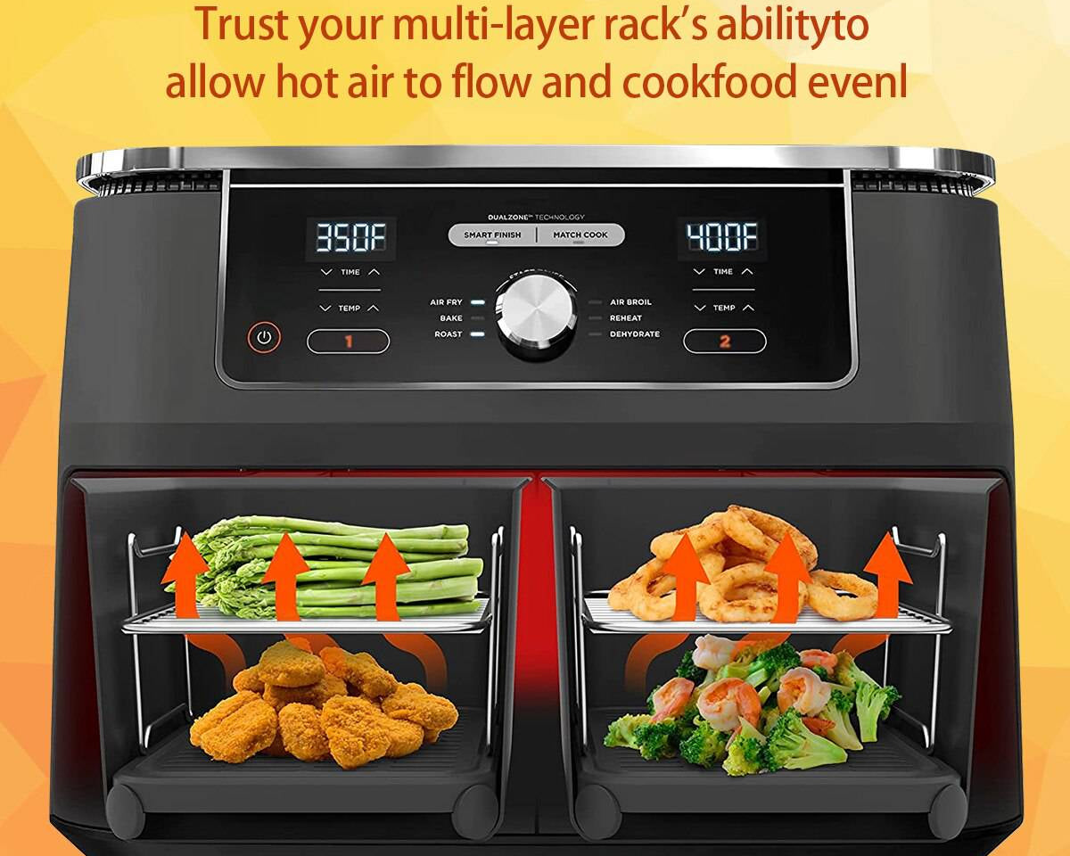TheWellBeing™ 4-Piece Stainless Steel Air Fryer Accessories Set - SkewFood-Grade Safe Material
This air fryer accessories set includes 2 air fryer silicone mat, 2 stainless steel air fryer rack with 4 skewers, which is made of food-graTheWellBeing1TheWellBeing™ 4-Piece Stainless Steel Air Fryer Accessories Set - Skewers Rack, Silicone Mat,CulinaryWellBeing