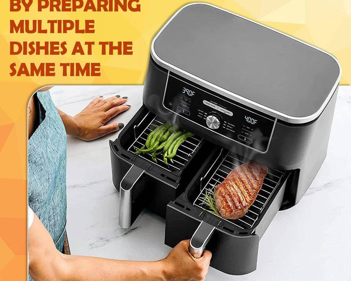 TheWellBeing™ 4-Piece Stainless Steel Air Fryer Accessories Set - SkewFood-Grade Safe Material
This air fryer accessories set includes 2 air fryer silicone mat, 2 stainless steel air fryer rack with 4 skewers, which is made of food-graTheWellBeing1TheWellBeing™ 4-Piece Stainless Steel Air Fryer Accessories Set - Skewers Rack, Silicone Mat,CulinaryWellBeing