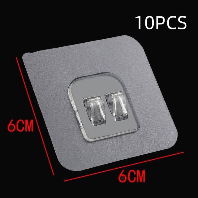 Transparent Hanging Shelf Hooks Wall Storage Rack Fixing Patch Strong Self-Adhesive Snap For Kitchen Bathroom Gadgets - Culinarywellbeing