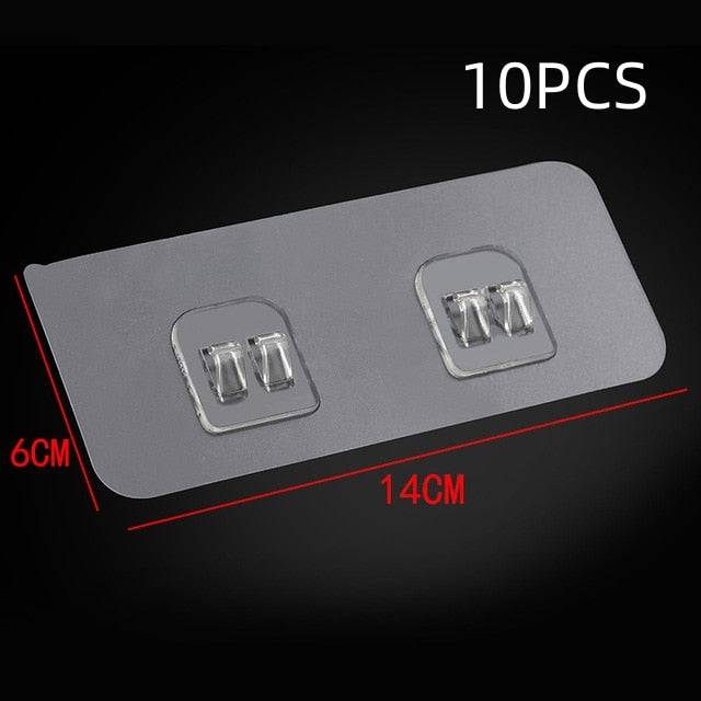 Transparent Hanging Shelf Hooks Wall Storage Rack Fixing Patch Strong Self-Adhesive Snap For Kitchen Bathroom Gadgets - Culinarywellbeing