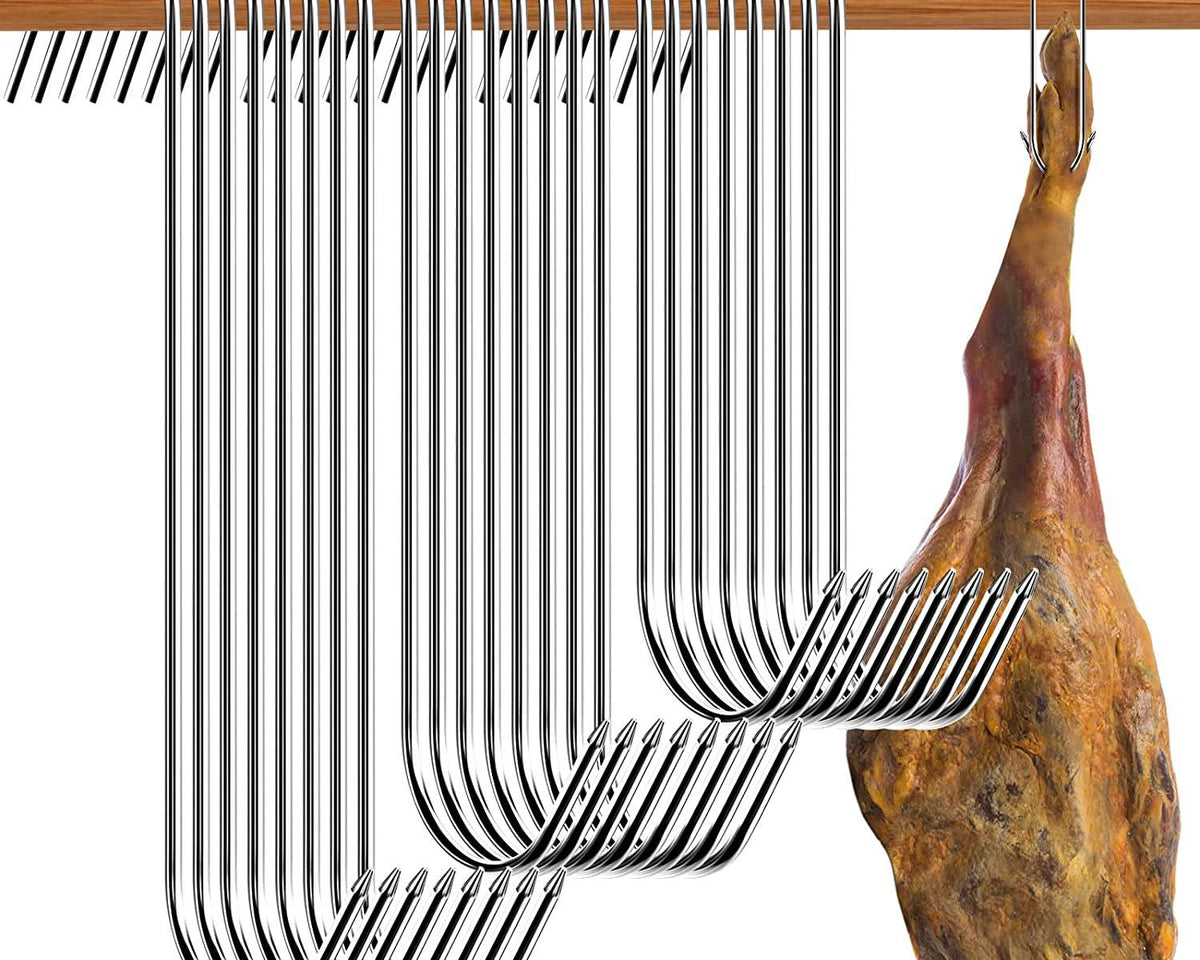 Stainless Steel S Butcher's Meat Hook Tool for Hot and Cold Smoking Butchering Hunting Chicken BBQ Pork Sausage Bacon Grill Hook - Culinarywellbeing