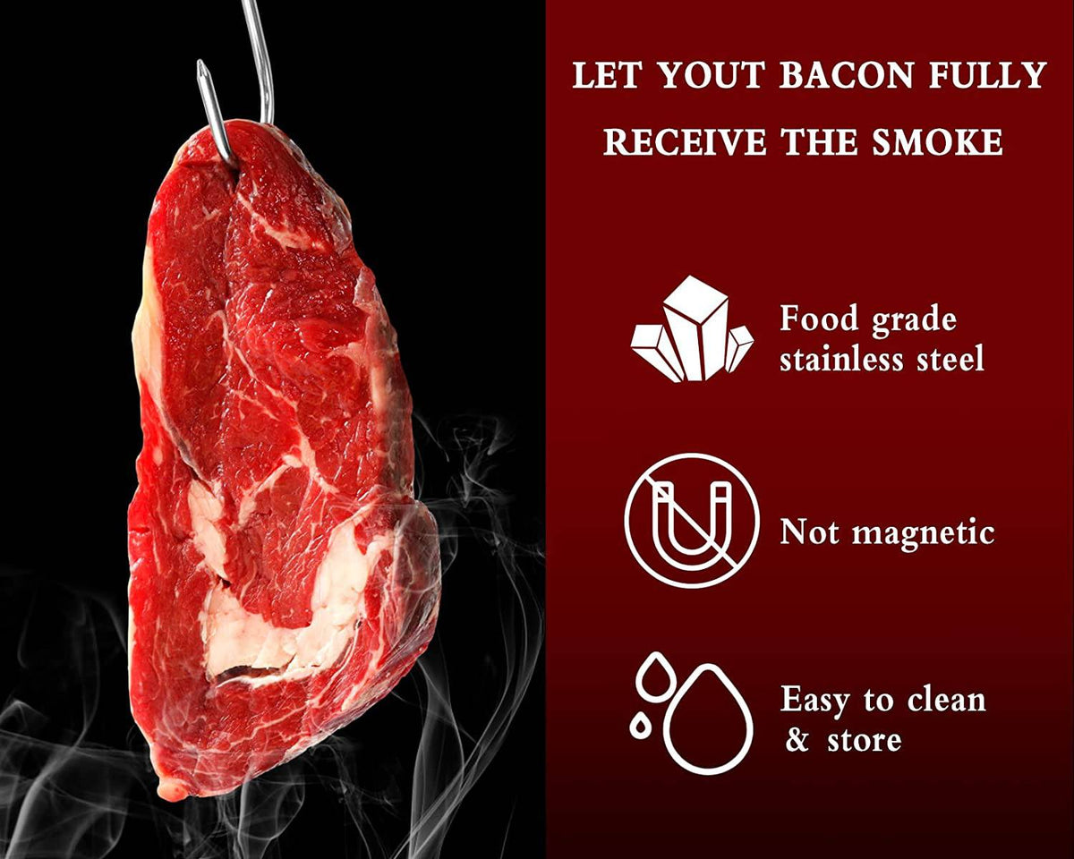 Stainless Steel S Butcher's Meat Hook Tool for Hot and Cold Smoking Butchering Hunting Chicken BBQ Pork Sausage Bacon Grill Hook - Culinarywellbeing