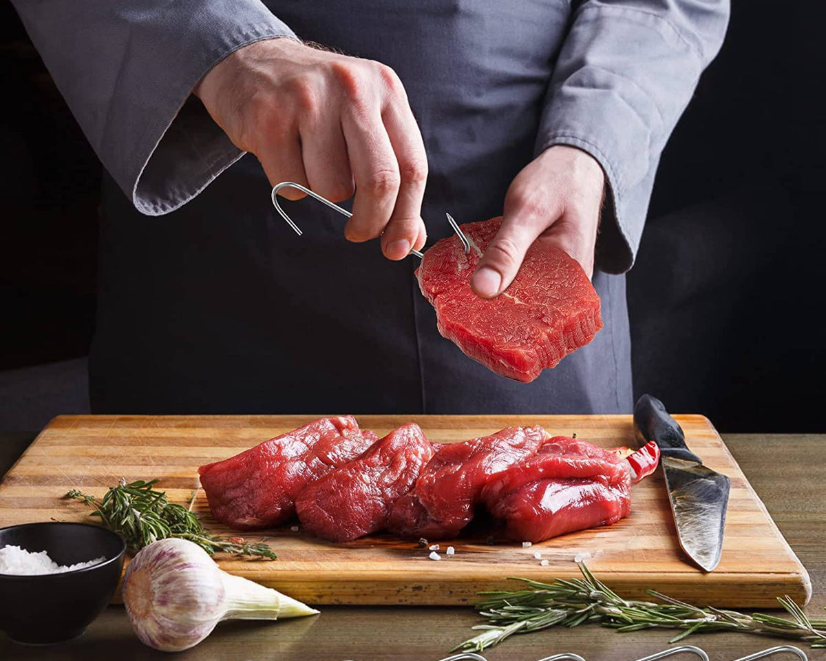 Stainless Steel S Butcher's Meat Hook Tool for Hot and Cold Smoking Butchering Hunting Chicken BBQ Pork Sausage Bacon Grill Hook - Culinarywellbeing