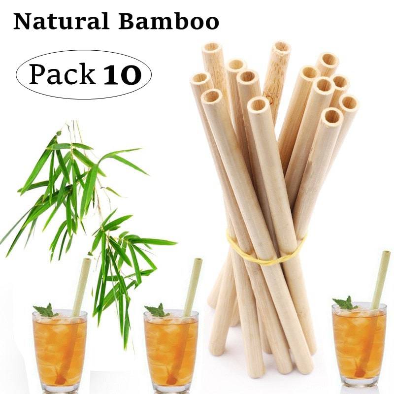 Natural Bamboo Straw Reusable with Cleaning Brush Eco-friendly Bamboo Cocktail Straws - Culinarywellbeing