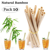 Natural Bamboo Straw Reusable with Cleaning Brush Eco-friendly Bamboo Cocktail Straws - Culinarywellbeing