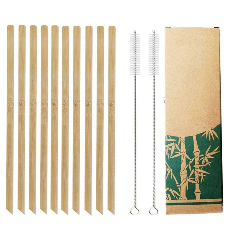 Natural Bamboo Straw Reusable with Cleaning Brush Eco-friendly Bamboo THE BEST CHOICE OF DRINKING STRAWS FOR KIDS &amp; ADULTS - This beautiful set of 10 organic bamboo straws originate are reusable, biodegradable and natural. bamboo sTheWellBeing1Natural Bamboo Straw ReusableCulinaryWellBeing